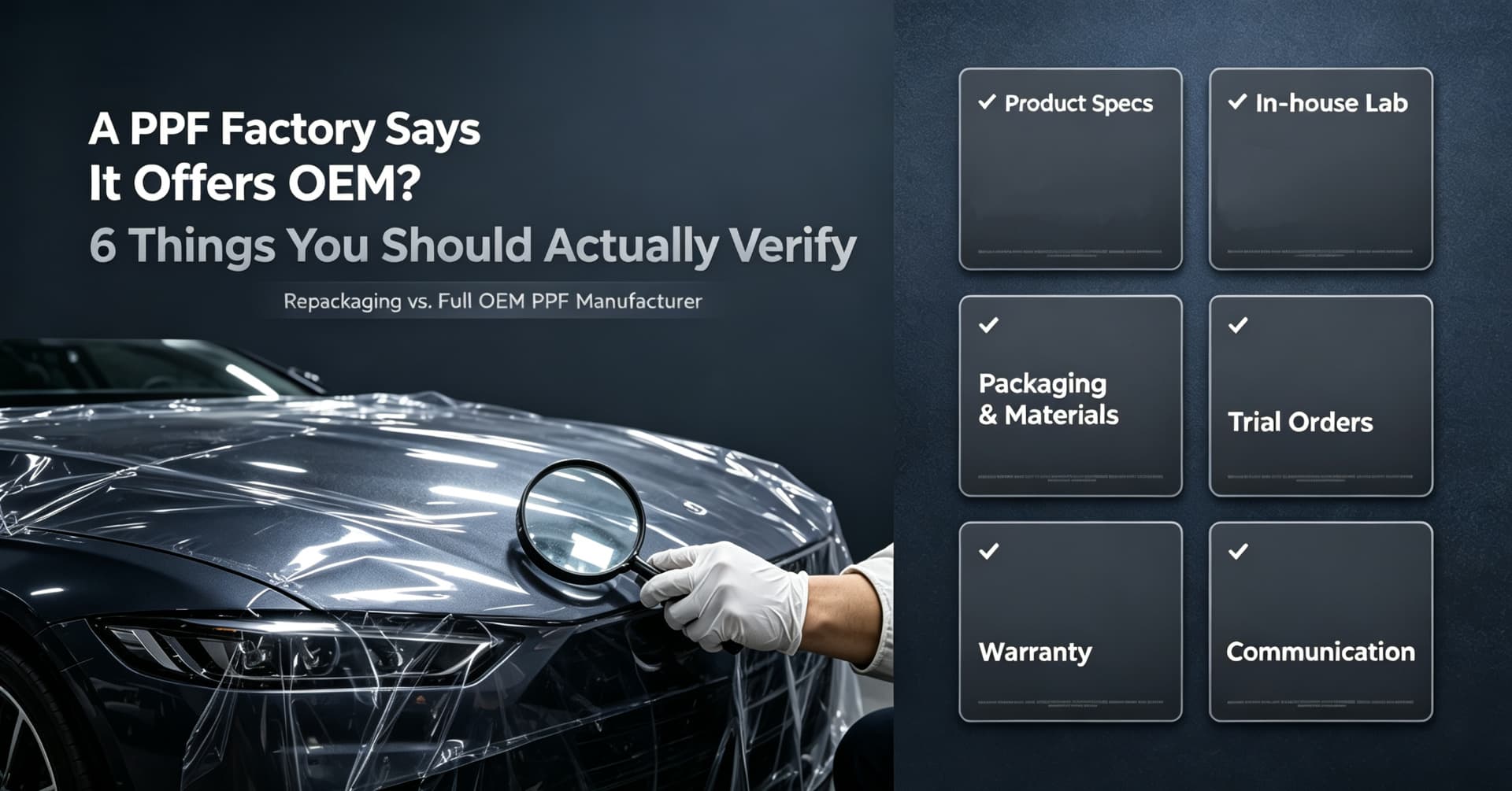 PPF Factory Says It Offers OEM? 6 Things You Should Actually Verify — Repackaging vs. Full OEM PPF Manufacturer