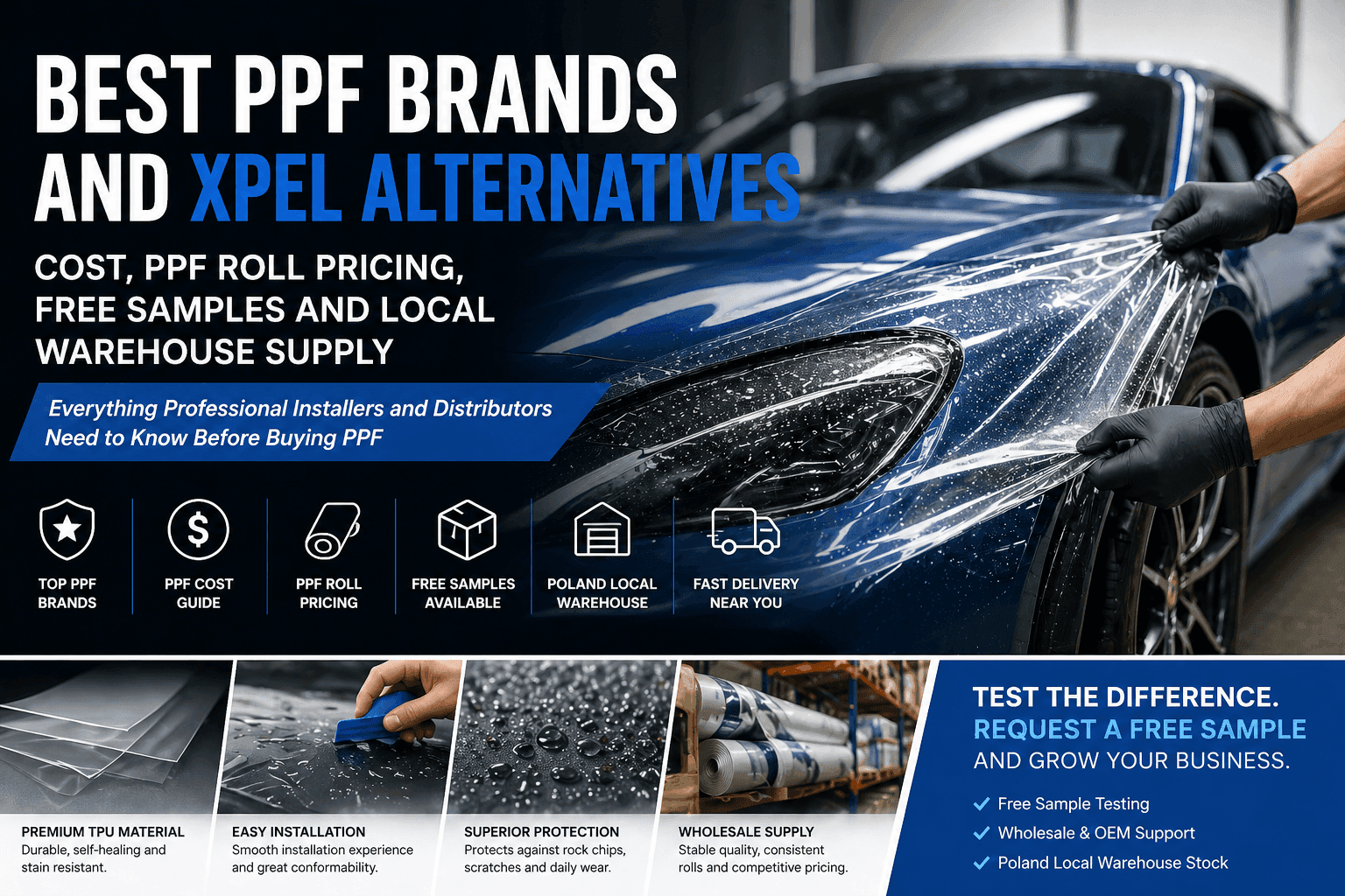 Die besten PPF-Marken und XPEL-Alternativen: Kosten, PPF-Rollpreise, kostenlose Muster und lokale Lagerbestände