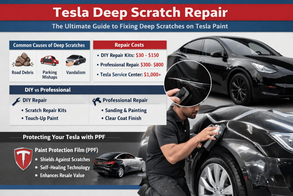 tesla ppf deep scratch